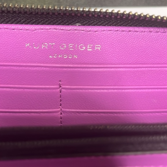 Kurt Geiger purple diamond quilted zipper long wallet - Picture 6 of 9